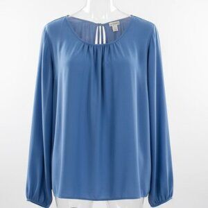 NWOT JCrew Blouse Woman's 22 Plus sz Light Blue Sheer Back Peephole tie